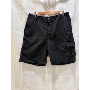 Lands End Mens Black Cargo Shorts Size M 32-34 Nylon Mesh Lined Outdoor
